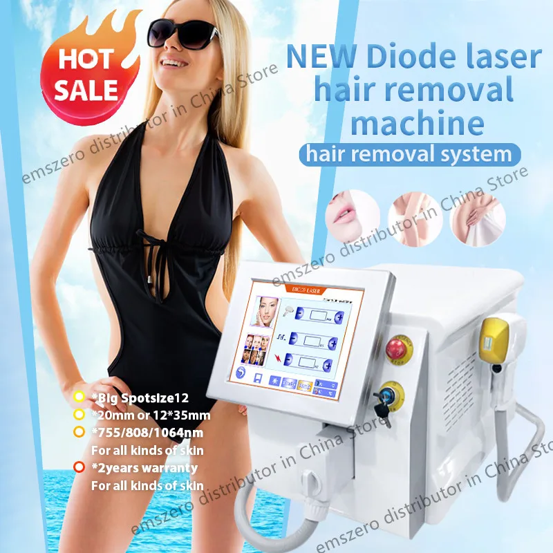 New Ice Spot Hair Removal Equipment, CE Certified 2000W 3 Wavelength 755 808 1064nm Diode Machine