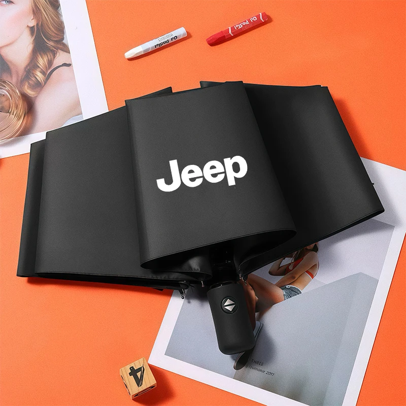 

High-end Men Women Folding Sunshade Windproof Umbrella Car Styling Accessories For Jeep Wrangler Grand Cherokee Avenger Compass