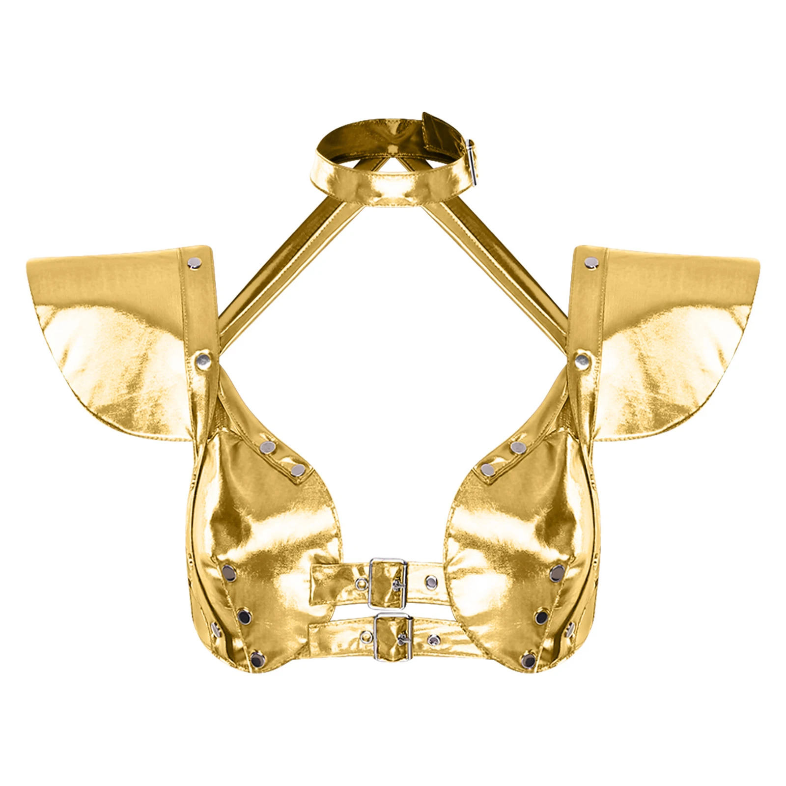 

Женский модный готический топ-корсет для вечеринок и танцев, с рукавами-крылышками, заклепками, регулируемыми пряжками, в стиле бандана, для клубной одежды