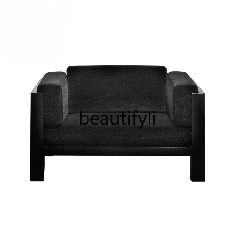 

Nordic wabi-sabi wind carved single sofa chair Japanese leisure chair