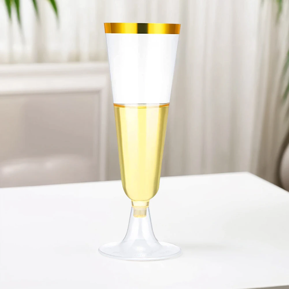 25Pcs 150ml Disposable Champagne Flutes Plastic Champagne Glasses Plastic Cocktail Cups for Wedding Toasting Flutes Party