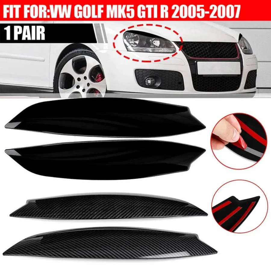 

1 Pair Black/ Carbon Fiber Style Headlights Eyebrow Eyelids Trim Covers Car Decor Accessories for VW GOLF MK5 GTI R 2005-2007