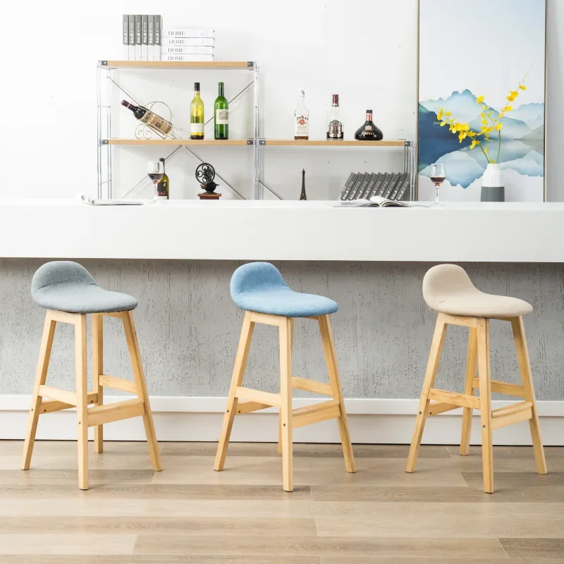 

Retro Wooden Bar Stool Office Salon Modern Luxury Make Up Bar Stool Lounge Minimalist Sgabello Cucina Alto Restaurant Furniture