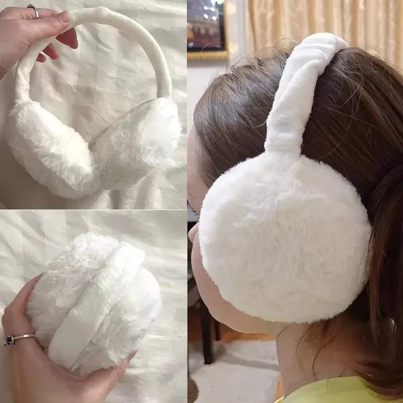 2/4/8pcs Women'S Warm And Skin Friendly Rabbit Ear Tips, Fur Rotating Adjustable, Lightweight And Lint Free, Washable Ear Hooks
