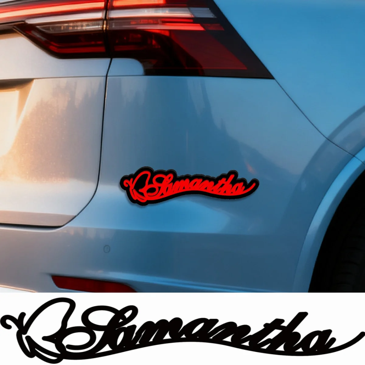 Romantic Butterfly Decor Samantha Custom Text Acrylic Car Styling Body Side Stickers Badge Emblem for Home Piano DIY Accessories