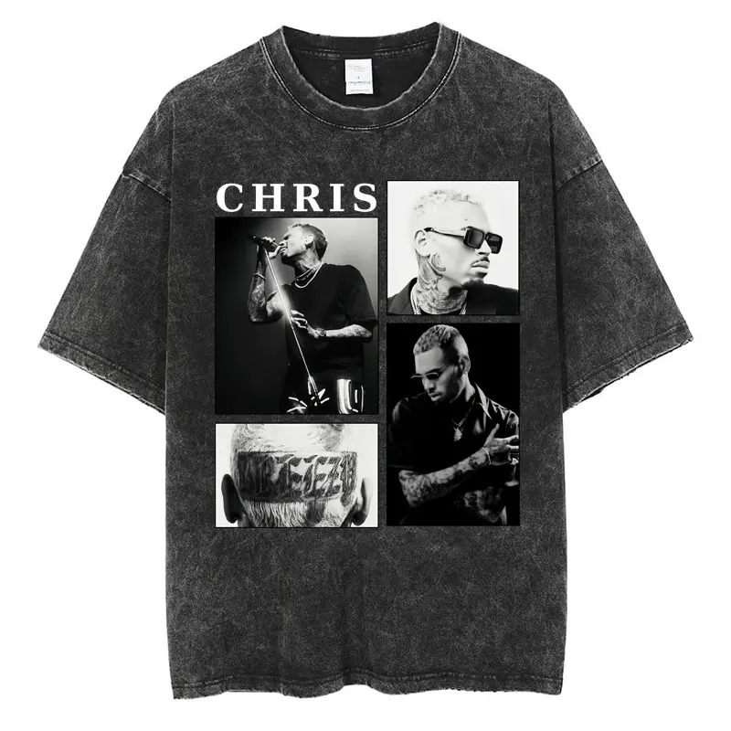الهيب هوب خمر الموسيقى الرجال النساء تي شيرت فضفاض القطن تي شيرت الشارع الشهير مغني الراب كريس براون بريزي السلطانية XX جولة غسلها تي شيرت