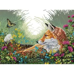 Volpe in fiori Modelli animali Kit punto croce Aida 14CT 16CT 11CT Contati Stamping Tessuto DMC Filo Cucito Ricamo