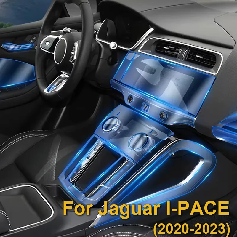 

For Jaguar I-PACE (2020-2023) Car Interior Center Console Steering Wheel Panel TPU Transparent Anti-Scratch Protective Film
