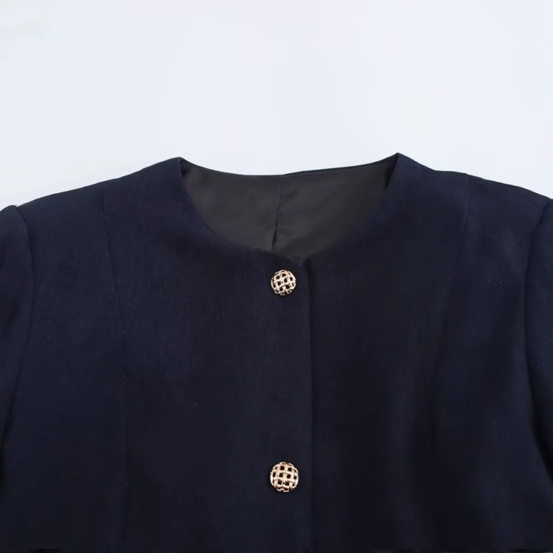 

Spring New Sle Women's Faion Design Slim Fit round Ne Suit Jaet Polyester Fiber Long Sve Button Closure Color
