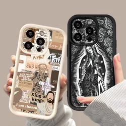 Jesus Cross Embroidery Pattern Case For Samsung Galaxy A16 A25 A35 A55 A34 A54 A53 A52S S25 Ultra S24 FE S23 S22 S21 Plus Cover