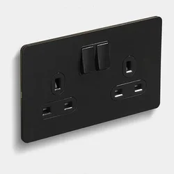 Wall Push Button Switch High-quality Matte Black Stainless Steel Panel 13A UK Socket for Home Improvement