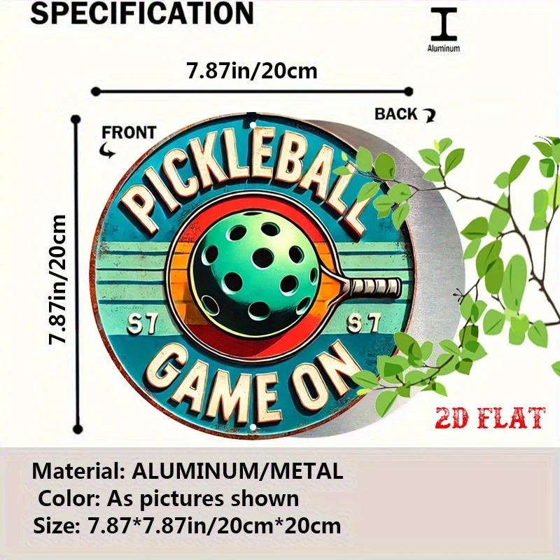 Pickleball Game on a Vintage Round Metal Sign, Retro Colorful Racket and Ball Wall Decoration, Suitable for Pickleball Enthusiasts 3 Sold
