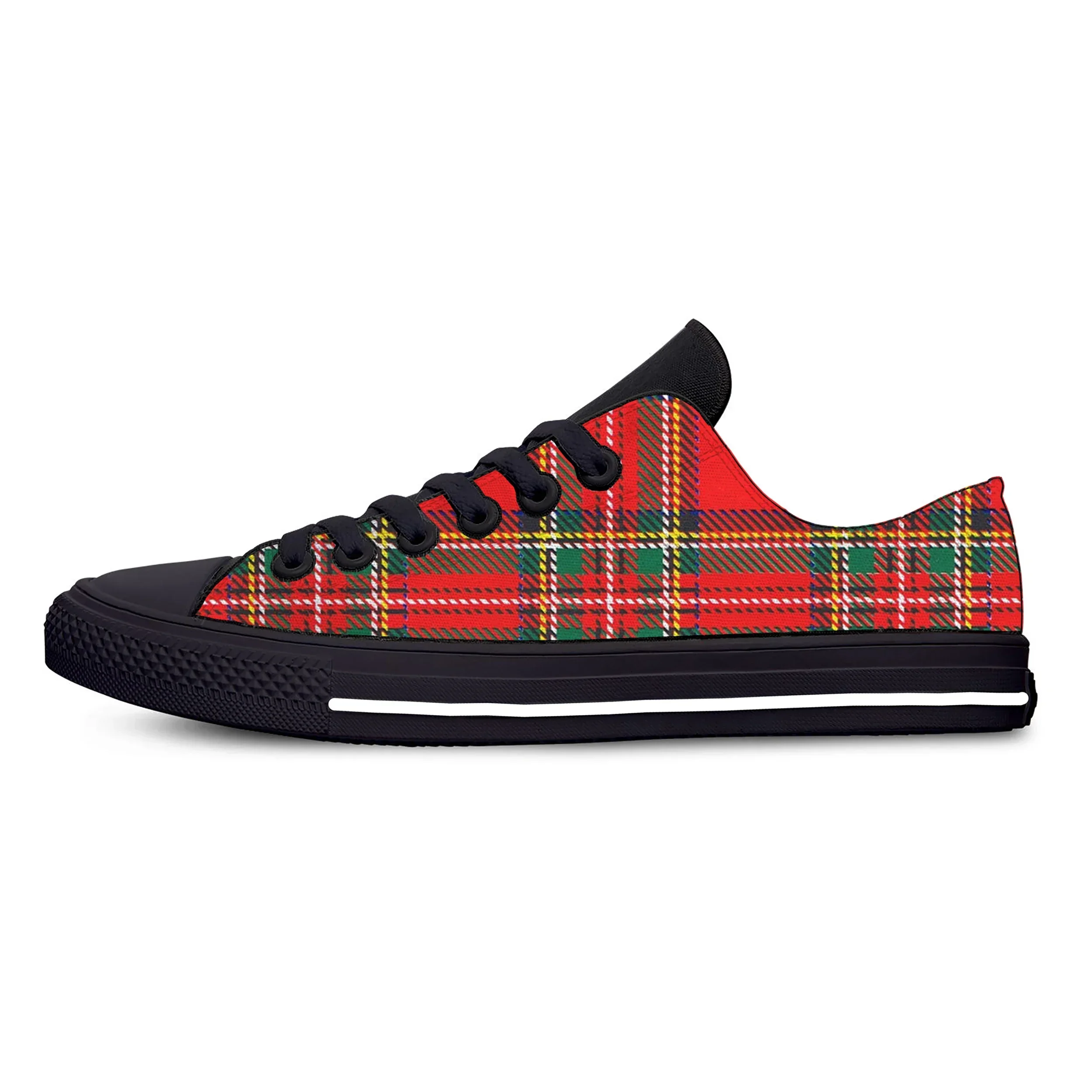 Hot Scottish Clan Red Stewart Tartan Plaid Fashion Casual Cloth Shoes Low Top Lightweight Breathable 3D Print Men Women Sneakers