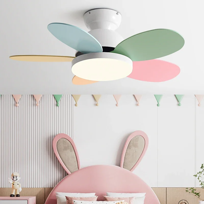 Modern Ceiling Fan Light Children Room Ceiling LED Fan With Light And Control Low Floor Household Fan Support 110V 220V