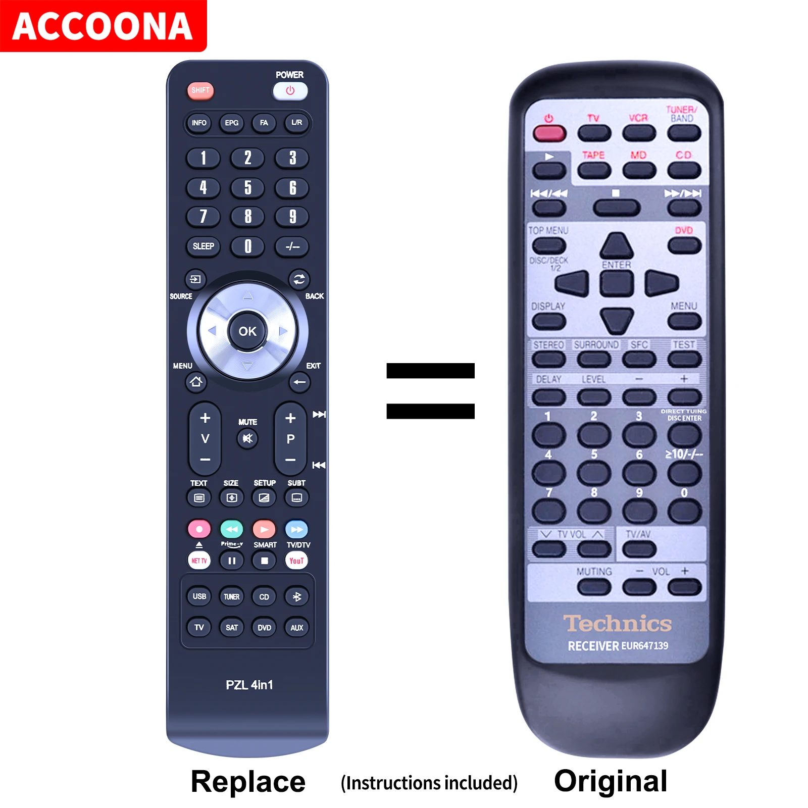 Remote control EUR647139 for TECHNICS SA-AX540 SA-DX940