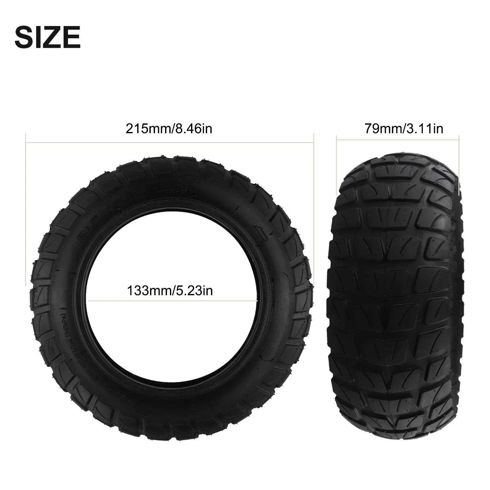 

Off-Road Outer Tyre Off-Road Outer Tire Outer Tire Outer Tyre 8.5*3.0in Black Rubber Thickened Outer Tire 1pc Electric Scooters