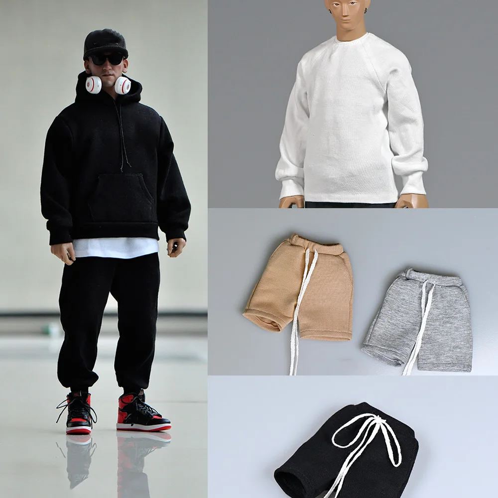 1/6 Scale Male Solider Hoodie Jacket Sweater Sportswear Sweatpants Short Fashion Long Sleeves Hip Hop Pullover For 12'' Model