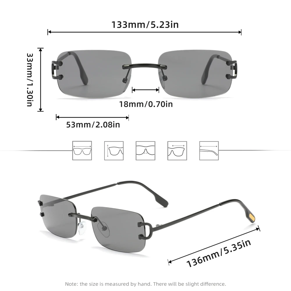 Boundless Sonnenbrille mit kleinem rechteckigem Rahmen, Retro-Modedesign, UV400-Sonnenbrille, Damen-Fahrbrille, Freizeitbrille – Detail 2