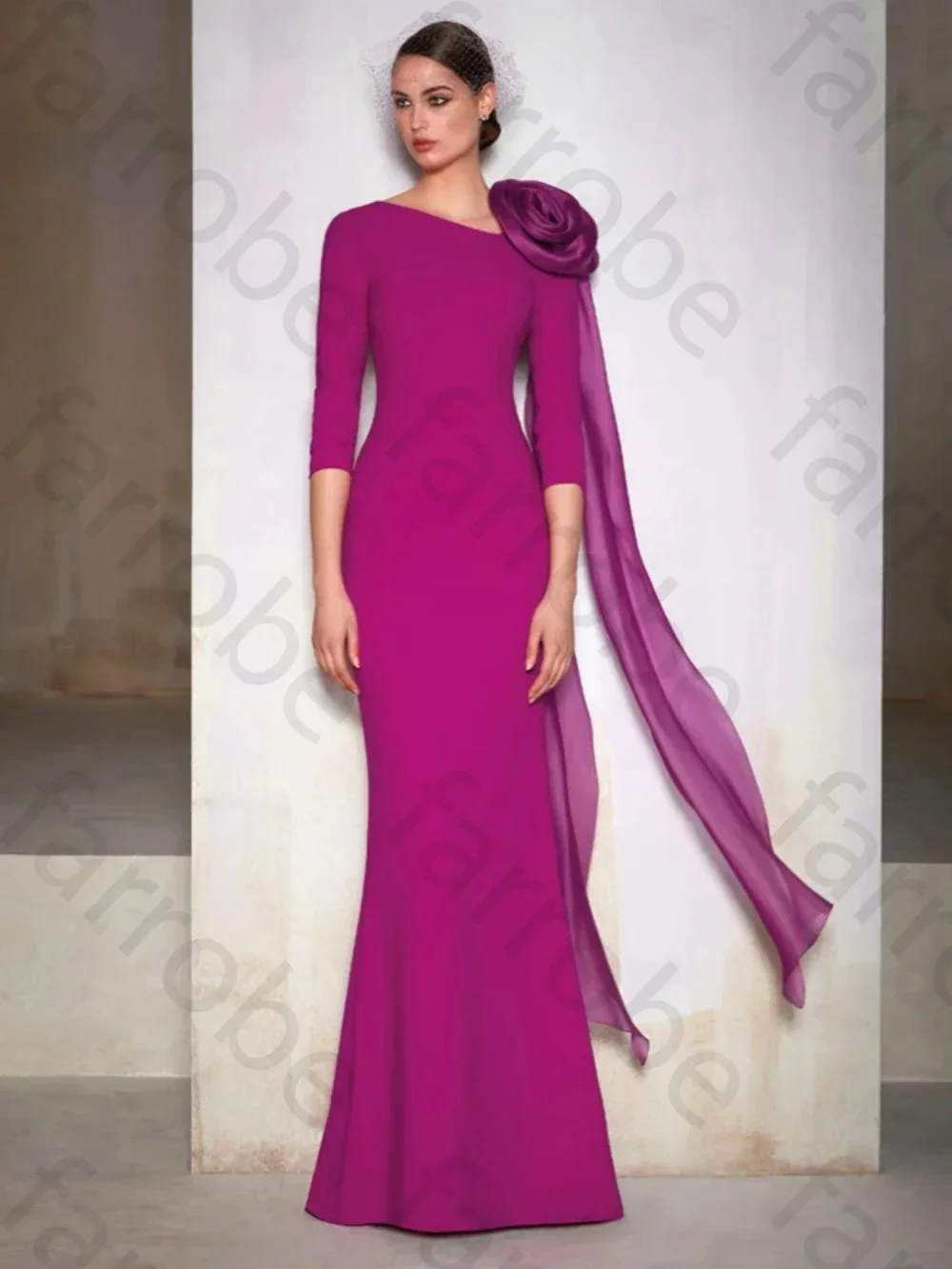 

Customized Mother of The Bride Dress for Wedding 3D Flower Prom Dresses Elegant Mermaid Formal Long Evening Guest Gown for Women