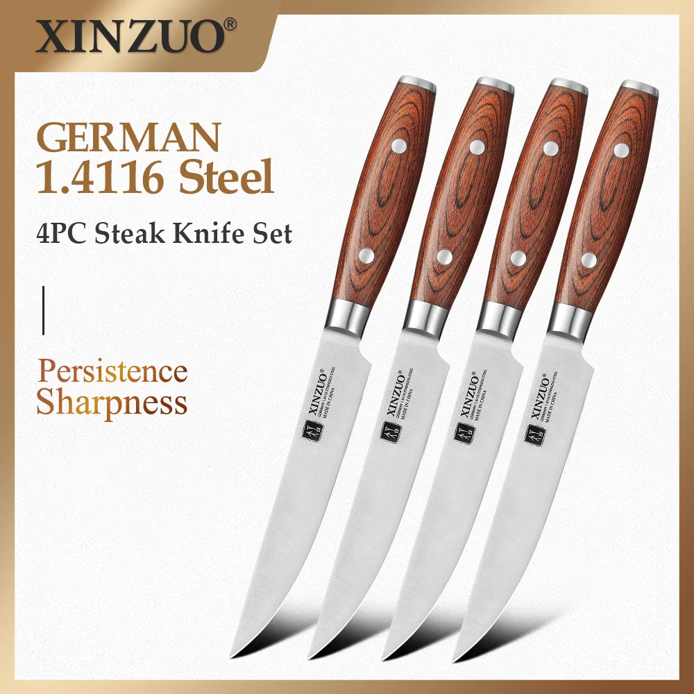 XINZUO 1PC/4PCS profesjonalny nóż kuchenny 5 "nóż do kotletów ostre jak brzytwa narzędzia do gotowania drewniany uchwyt delikatesy nóż tnący