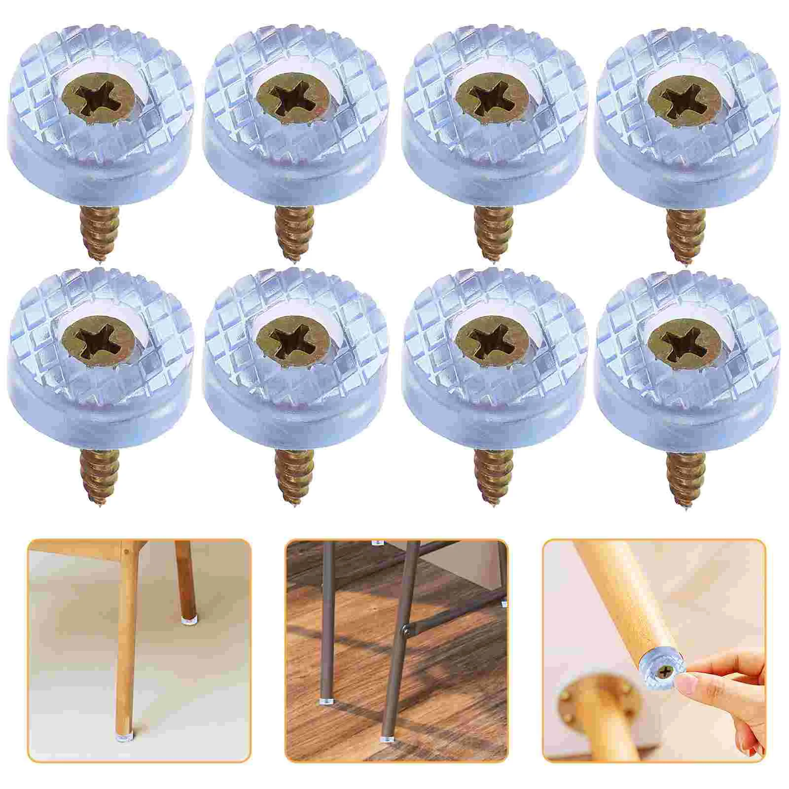 20 Pcs Pieces Furniture Foot Nails Anti-slip Chair Feet Non-slip Legs Rubber Metal