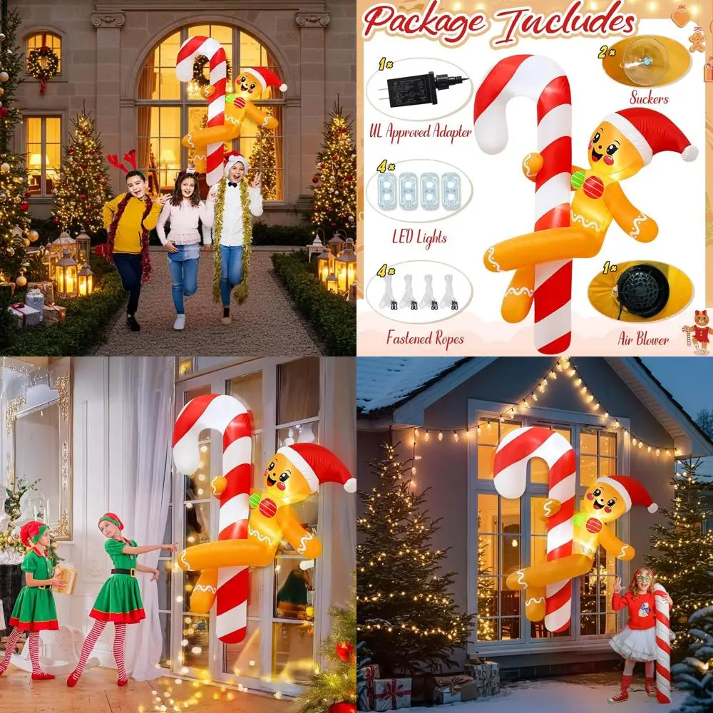 

Забавные рождественские надувные игрушки длиной 6 футов на открытом воздухе, пряничный танец вокруг конфетной трости, домашний рождественский декор для газона