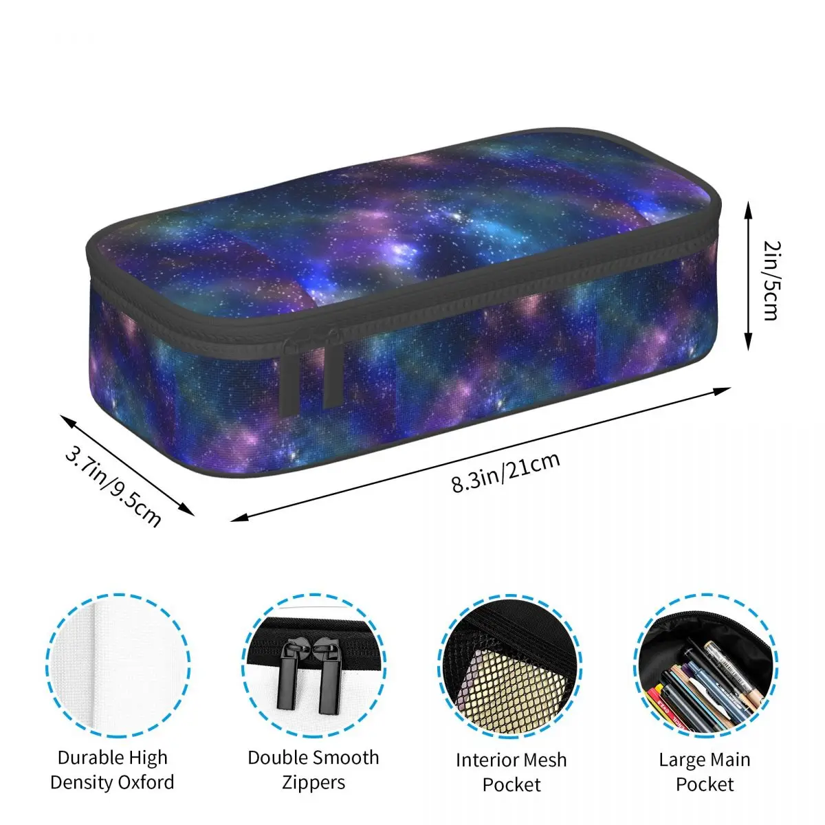 Galaxy Starry Print Pencil Case Moon Space Sky Large Cool Zipper Pencil Box Girls Boys Back to School Pen Organizer