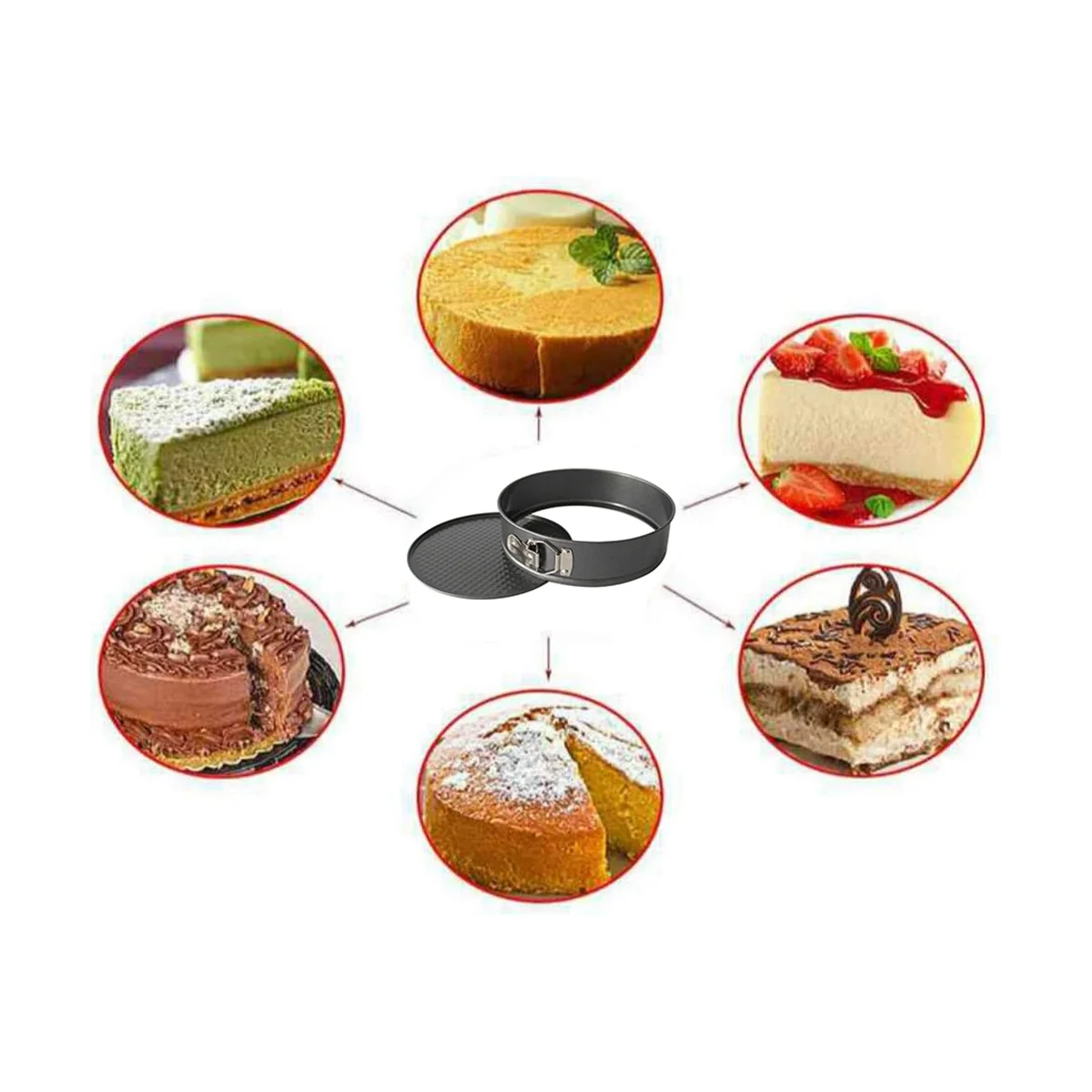 Round Leakproof Baking Cake Pan, Molde de estanho com fundo removível, 9 polegadas