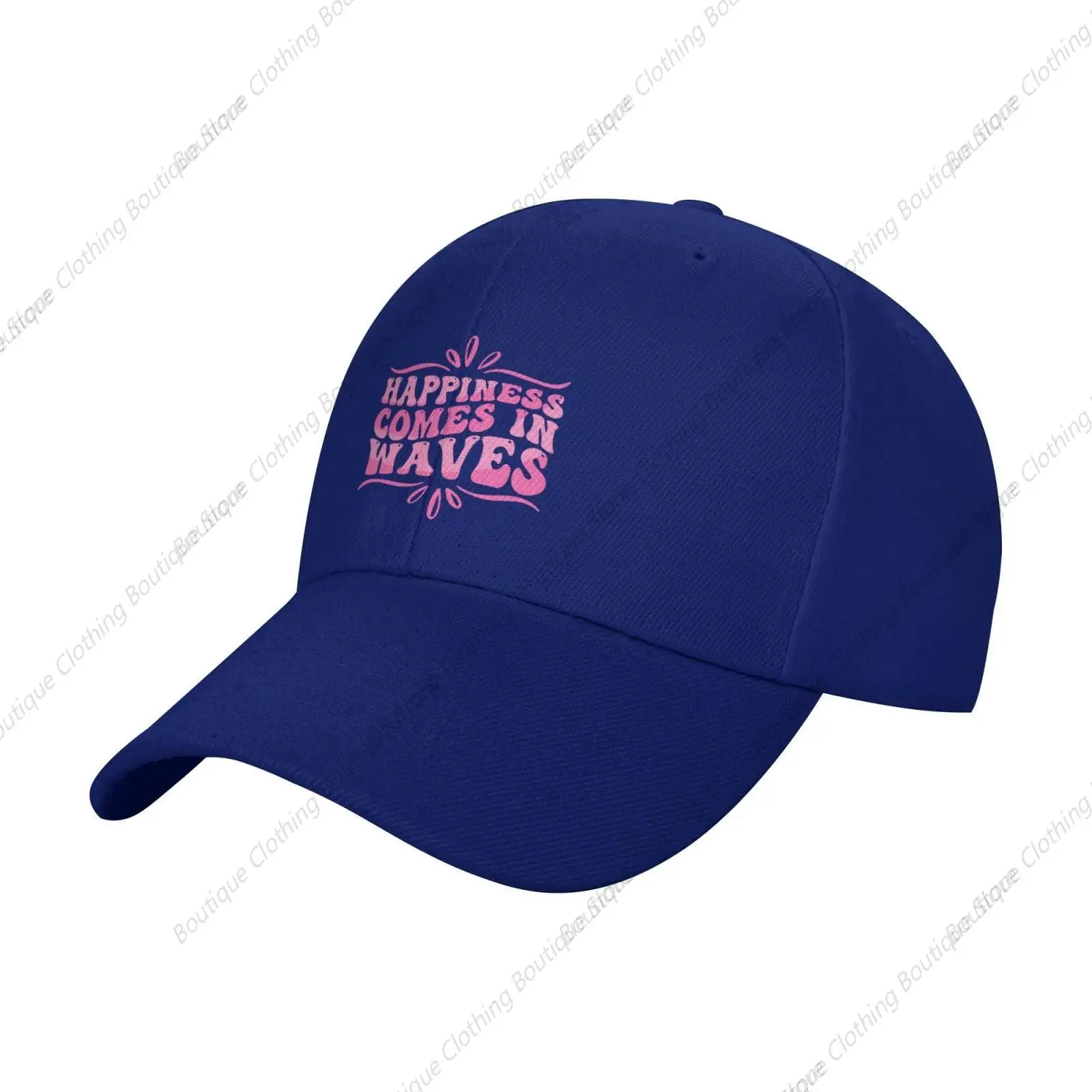 

Happiness Comes in Waves Baseball Cap Women Men Sun Hat Adjustable Golf Caps Dad Hats Blue