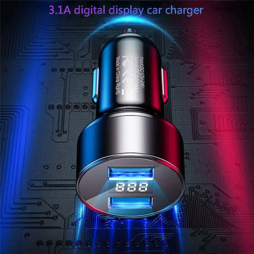 Auto Charger  Modern Multi-compatible Devices Digital Display Interface  Overvoltage Proof Auto Charger Automobile Supplies