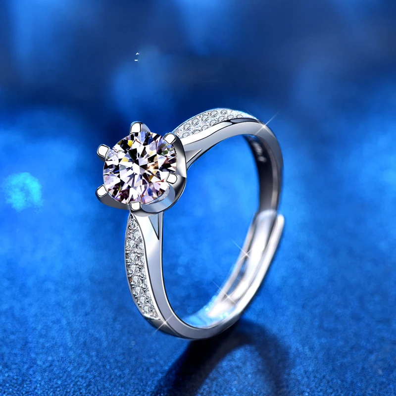 

100% Real Moissanite Engagement Ring With Pave Band 1CT 925 Sterling Silver Diamond Dream Wedding Rings For Women Bridal Jewelry