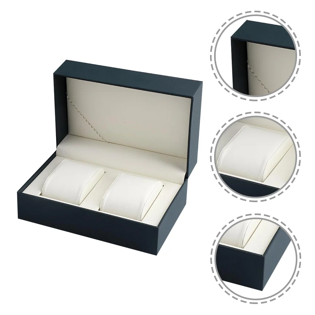 

Watch Display Case with Two Compartments PU Jewelry Storage Box for Bracelet Watch Collection Organizer Case