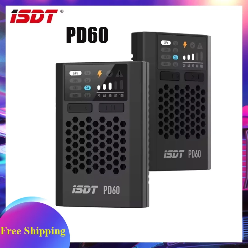 

ISDT URUAV PD60 60W 6A Type-C Input Battery Balance FPV Charger for 1-4S Lipo Battery RC Drone Quadcopter Multirotor