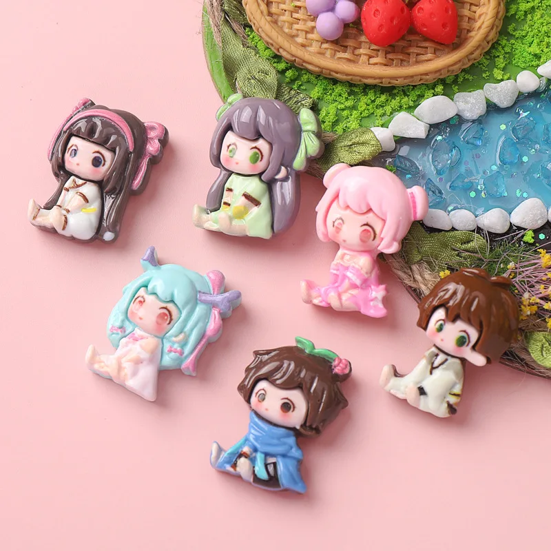 

5pcs Glossy Glory Character resin flatback cabochons diy jewelry making materials handmade junk case charms