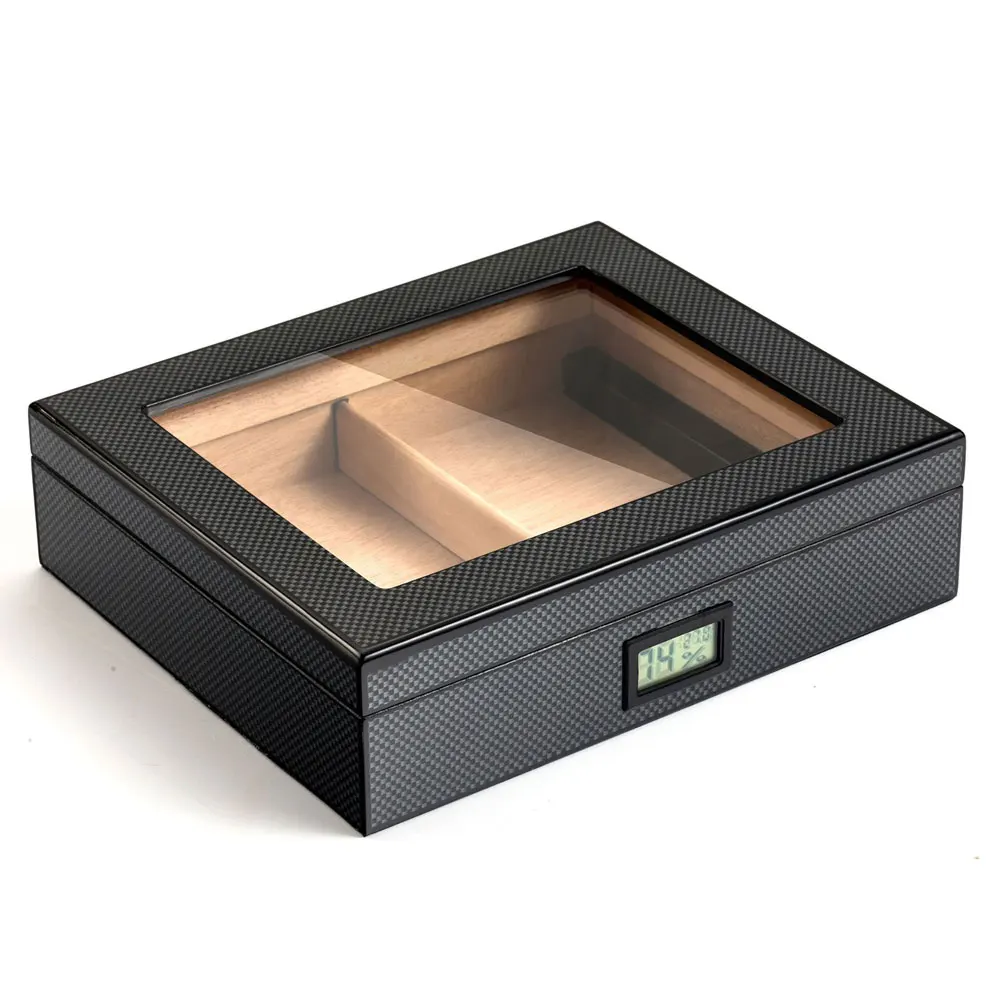 Portable carbon fiber humidor humidor high-end electronic display constant temperature cedar wood box