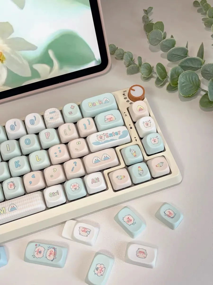 140 Keys SOA Chalk pig Cute Keycaps for KeyCap Square Thermal Sublimation Alice Mechanical Keyboard 2.25 U 2.75U Split Spacebar