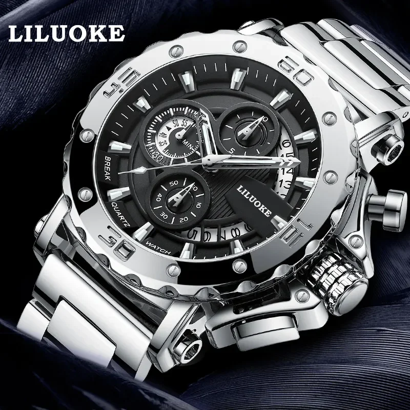 LILUOKE Watches Men\'s Wholesale Heavy Luminous Waterproof Men\'s High-end Cross-border Men\'s Watch Burst Quartz Watch