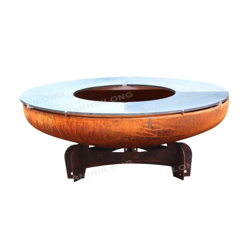 Base for Charcoal Barbecue Corten Steel Barbecue Grill and Square