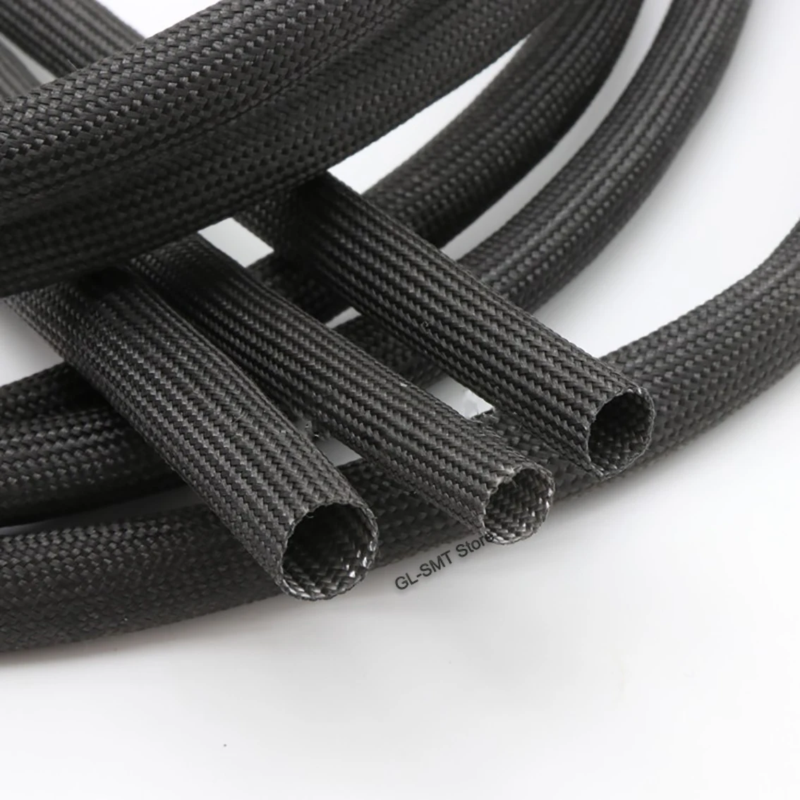 1/2/3/5/10M Black 600℃ High Temperature Braided Soft Fiber Tubing Insulation Cable Sleeving Fiberglass Tube 1-40mm Diameter