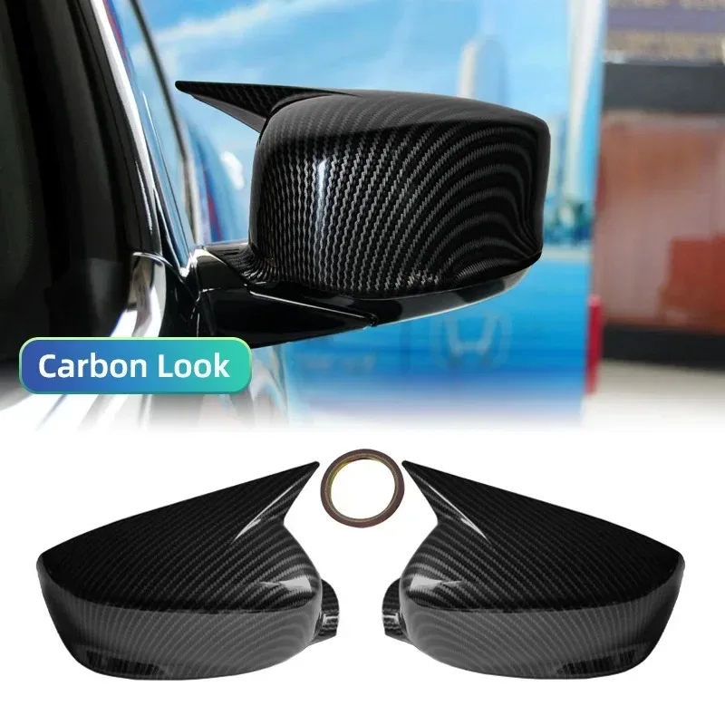 

2PCS For Honda Accord 9th 2008-2017 Carbon Fiber Side Mirror Cover Caps ABS Plastic Horn Style Car Exterior Accessories