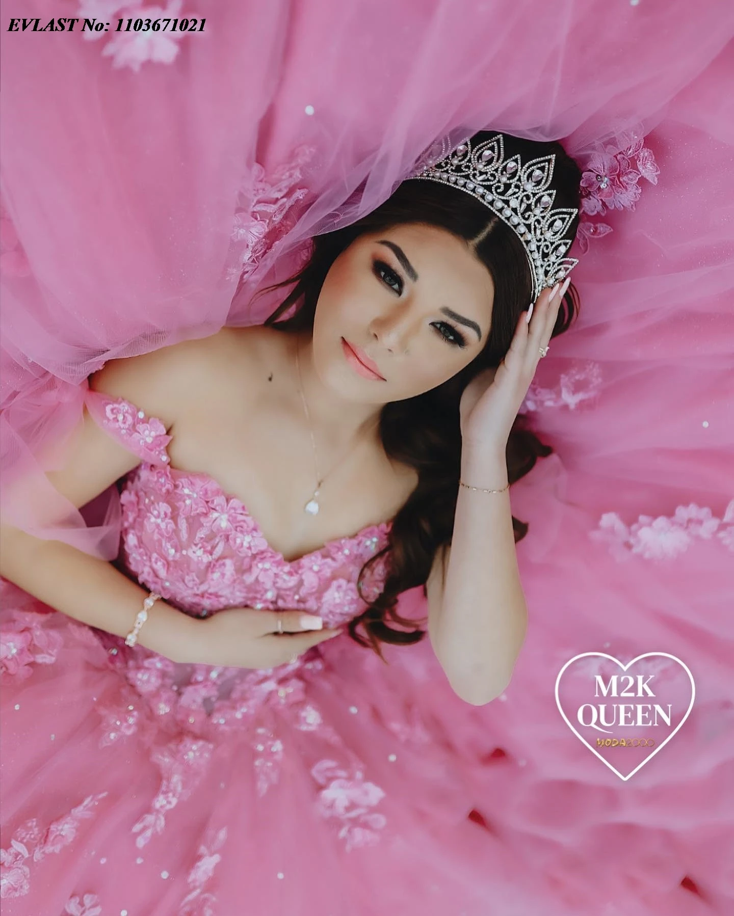 فستان Quinnceanera باللون الوردي الساخن مخصص من EVLAST فستان حفلة لامع مزين بالدانتيل مطرز بربطة عنق مشد حلو 16 فيستدوس دي 15 أنوس SQ467