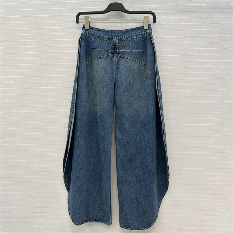 Damenjeans Neue hoch taillierte Slim-Fit-Damenhosen für den Herbst 2025, Retro-Hosen aus reiner Baumwolle mit weitem Bein, Y2K-Denim-Hosen