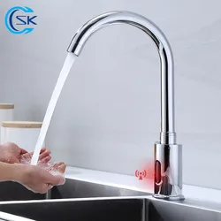 Grifo inteligente sin contacto para fregadero de baño, mezclador automático con Sensor infrarrojo, grifos cromados para cocina Gourmet