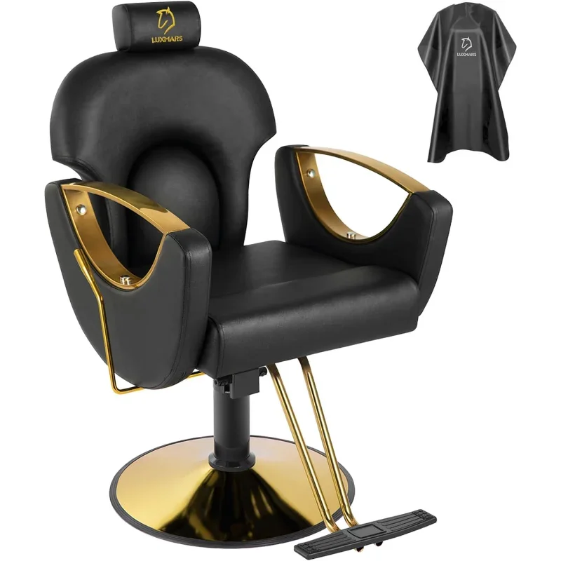 

LUXMARS Hydraulic Barber Chair, Salon Chair 360 Degrees Rolling Swivel Hair Styling Chair, Adjustable Height Hair Stylist Tattoo