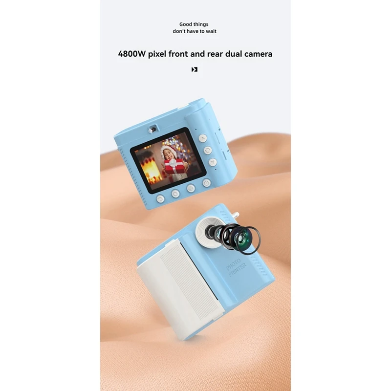 كاميرا أطفال SR-P6 طباعة فورية كاميرا فيديو 1080 بكسل شاشة 2.8 بوصة مع بطاقة الذاكرة