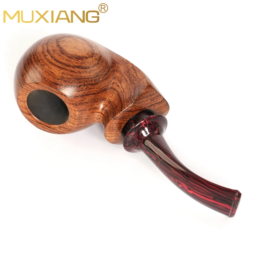 Imagem -03 - Muxiang-em Forma de Maçã Cavidade Colorida Cachimbo Tobacco Cachimbo Boca Importado Rosewood Cachimbo Punho Curvo de Grande Diâmetro Cachimbo