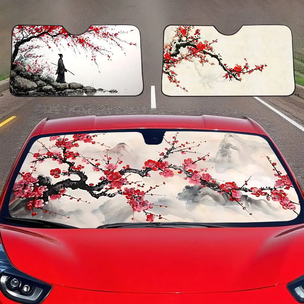 الصينية زهرة البرقوق مظلة السيارات الستائر غطاء الزجاج الأمامي نافذة السيارة الشمس الظل السيارات قناع اكسسوارات السيارات #1