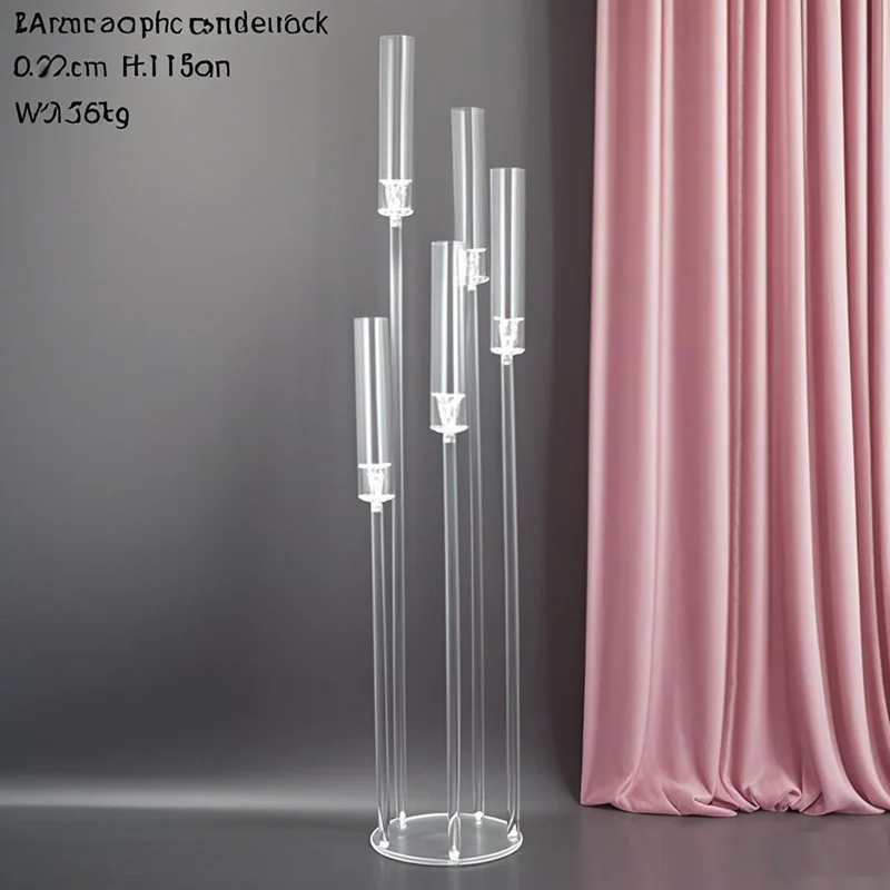 

2pcs 5pcs10 Pcs 118cm Tall Wedding Centerpiece Acrylic 5 Arms Candelabra for Party and Mariage Decoration Clear Candle Holders