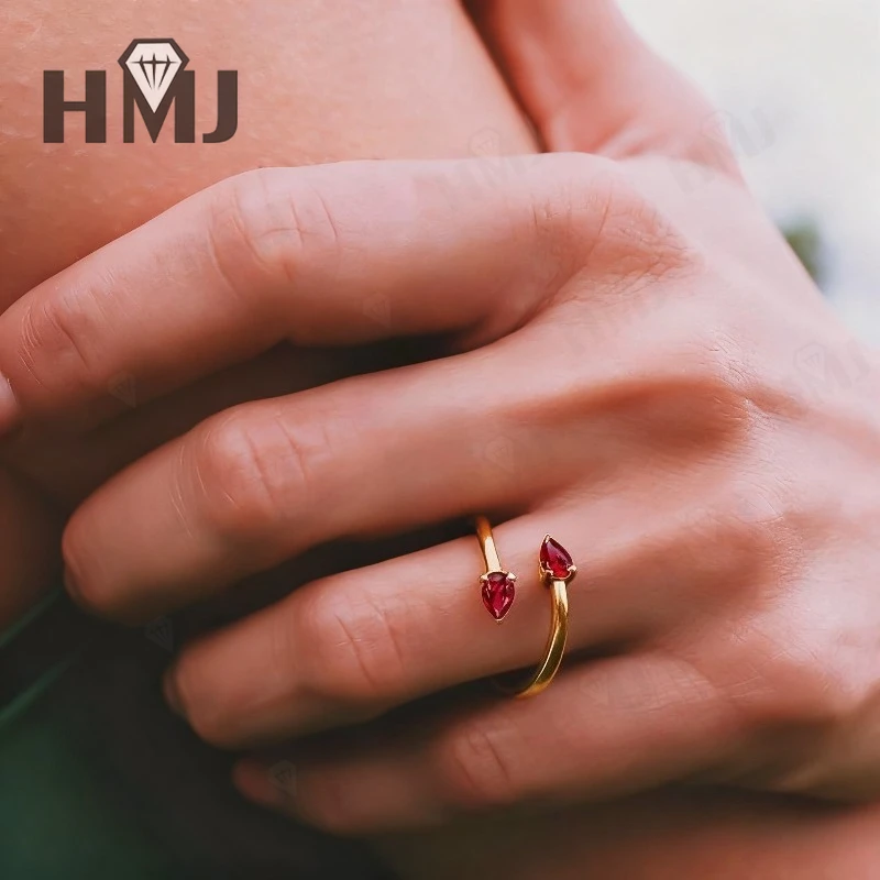 

HMJ Открытое кольцо в форме груши Муассанит Рубин Сапфир Изумруд Стерлинговое серебро 925 пробы Багатство Подвески в виде змеи Изыскание ​ Устойчивость к выцветанию