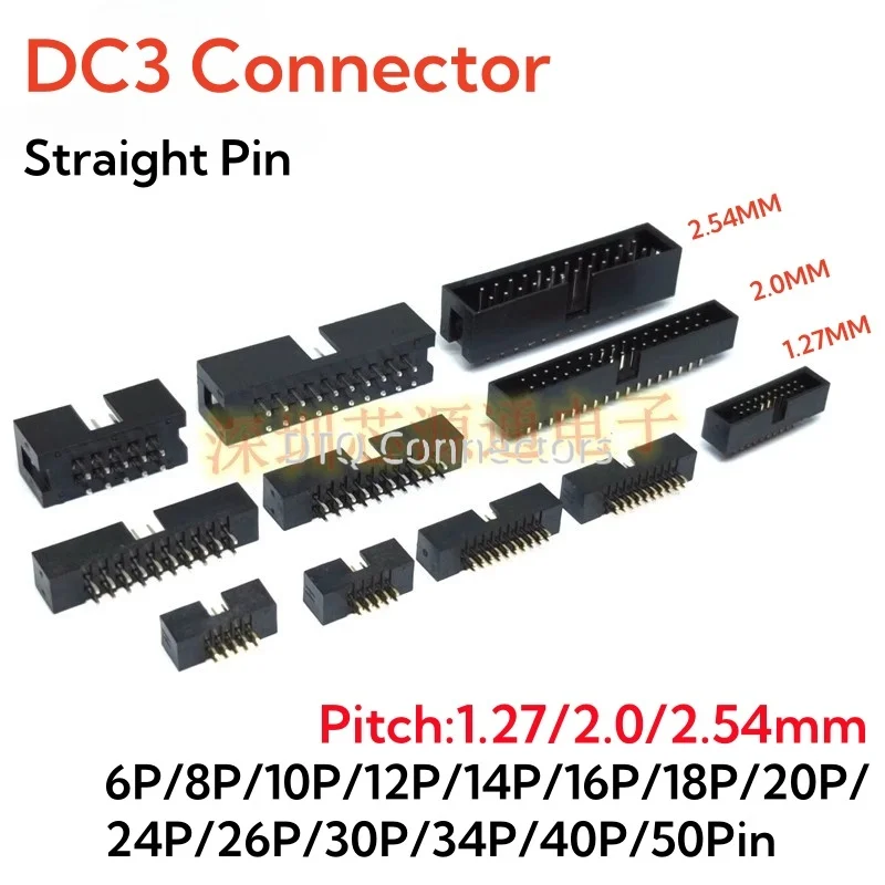 10pcs Dc3 Connector Dip Dc3 Header Pitch 1.27 Mm 2.0mm 2.54mm Dc3 Isp Male Socket Straight Pin Double-spaced Idc Jtag Box Header